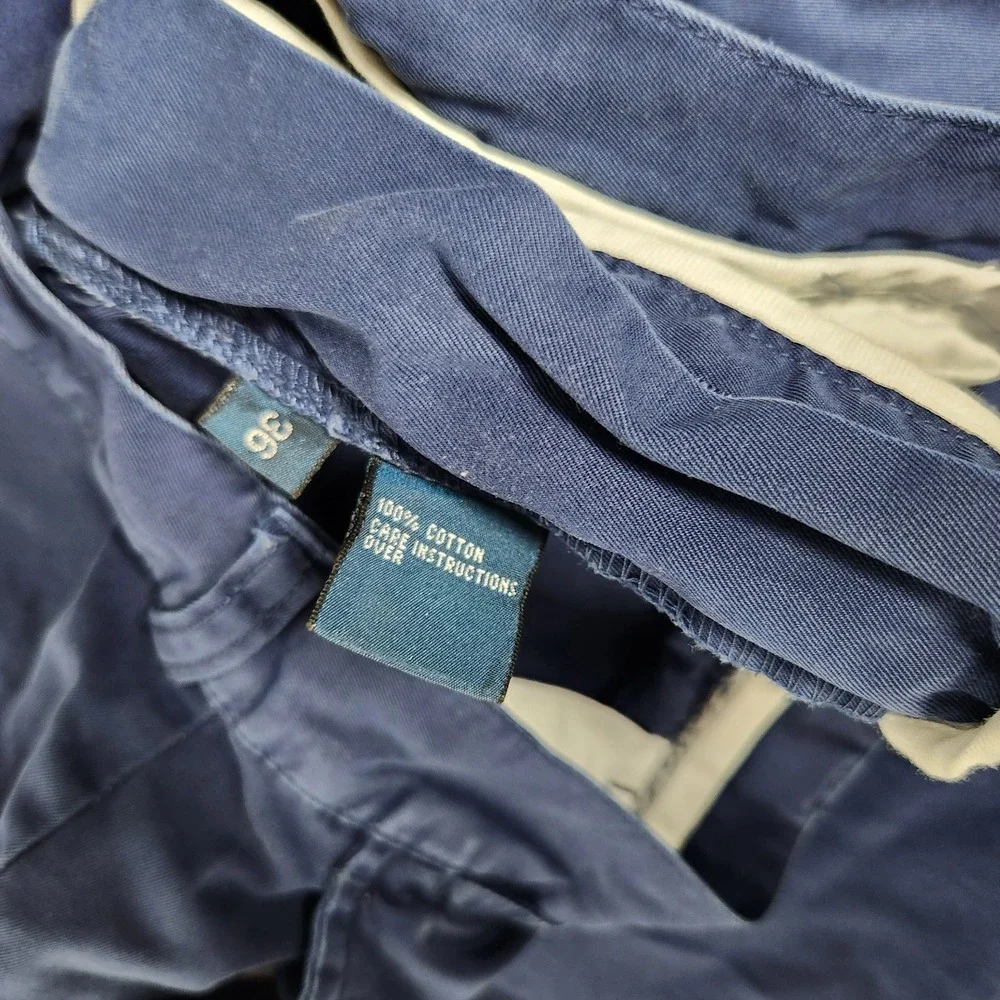 Polo Ralph Lauren VTG Chino Shorts Men 36 W 9 Inseam Navy Blue Preppy Sporty